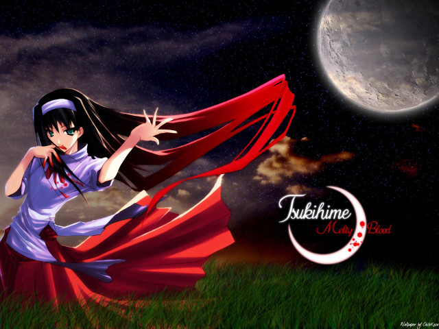 Woman red dress full moon #2 free wallpaper for desktop - medium preview image