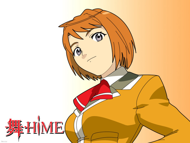 Woman redhair yellowshirt whitebackground anime free wallpaper for desktop - medium preview image