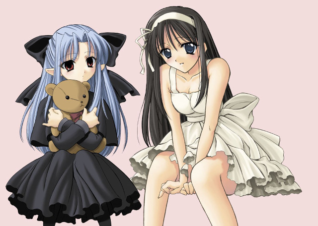 Anime girls teddy bear gothic free wallpaper for desktop - medium preview image