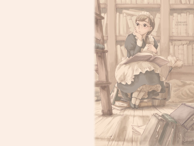 Library maid reading beatrixpeter illustration free wallpaper for desktop - medium preview image