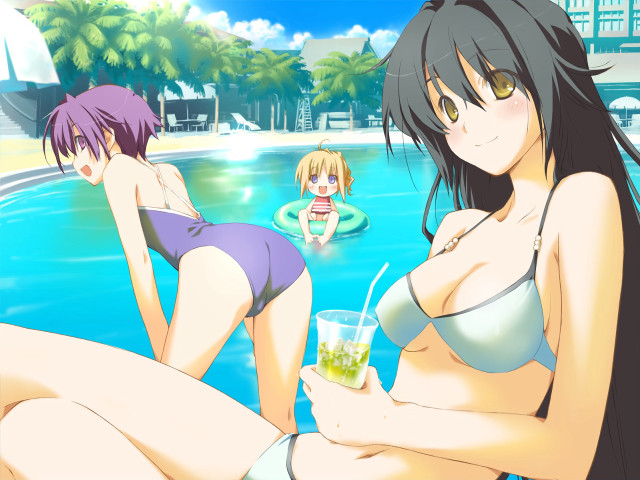 Poolside beach girls drinks summer free wallpaper for desktop - medium preview image