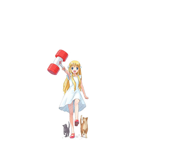 Girl white dress red object free wallpaper for desktop - medium preview image