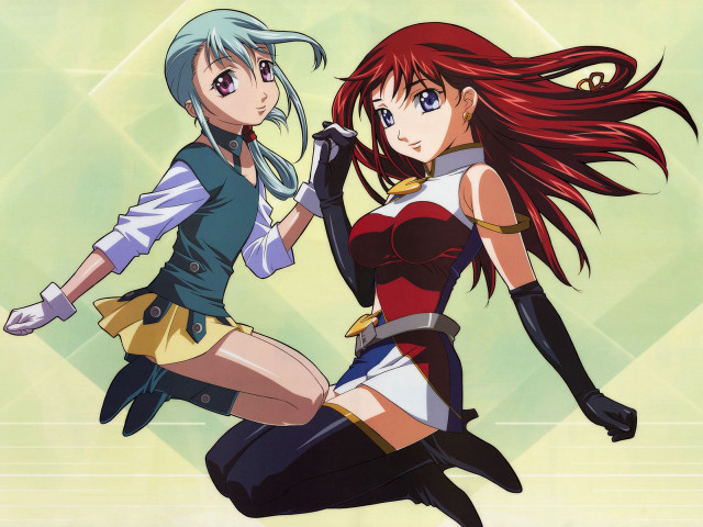 Anime girls diamond pattern purple free wallpaper for desktop - medium preview image