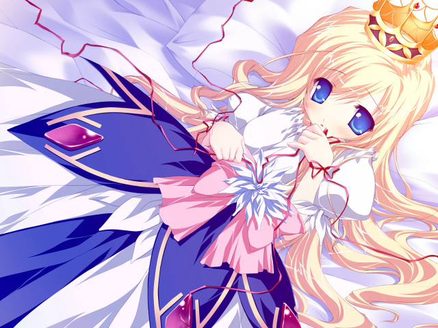 Blonde crown blue dress pink free wallpaper for desktop - medium preview image