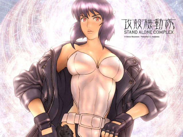 Kusanagi motoko purple hair gun #2 free wallpaper for desktop - medium preview image