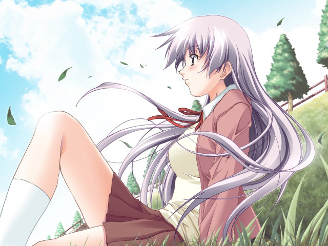 Woman sitting tree long hair free wallpaper for desktop - medium preview image