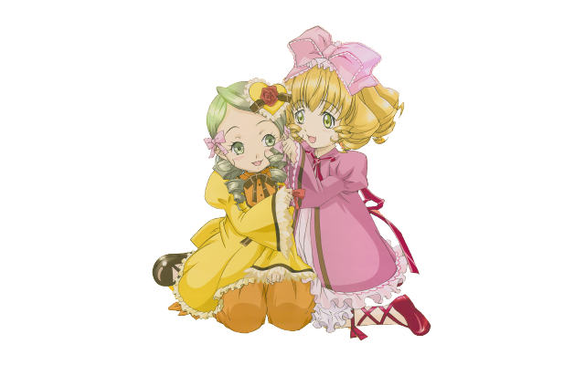 Two girls dresses pink bow free wallpaper for desktop - medium preview image