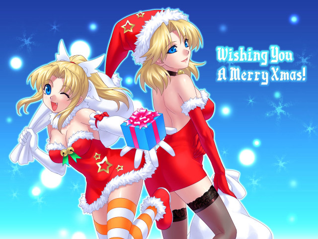 Christmas women present costume anime free wallpaper for desktop - medium preview image