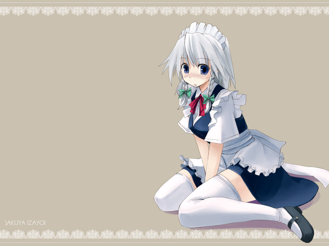 Anime girl bow tie maid free wallpaper for desktop - medium preview image