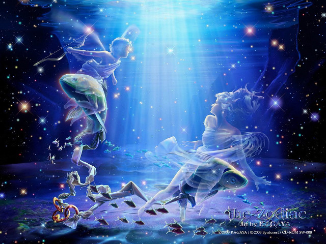 Floating people water light stars free wallpaper for desktop - medium preview image