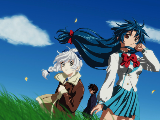 Anime boys field clouds bow free wallpaper for desktop - medium preview image