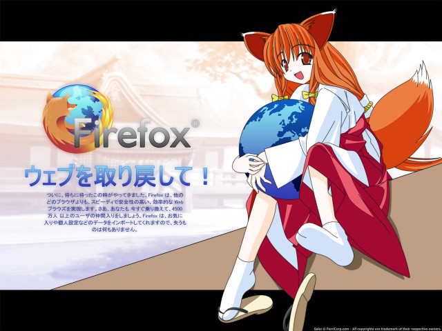Woman cat ears globe hakama free wallpaper for desktop - medium preview image