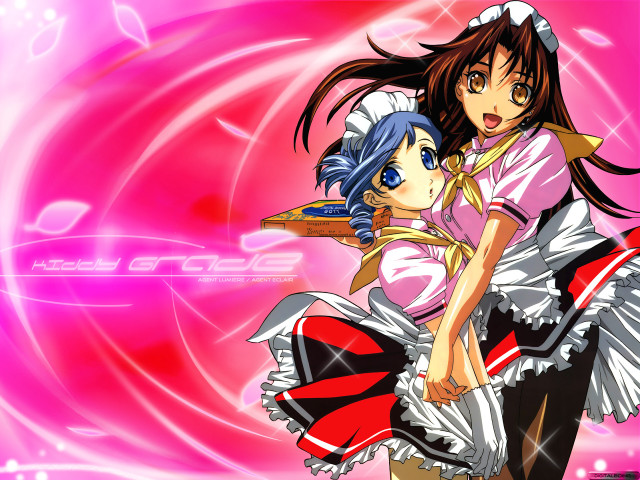 Anime girls hugging pink background free wallpaper for desktop - medium preview image