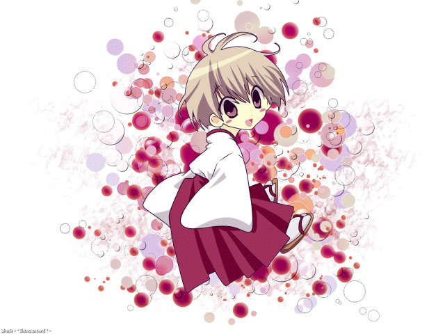 Girl red hakama bubble kimono free wallpaper for desktop - medium preview image