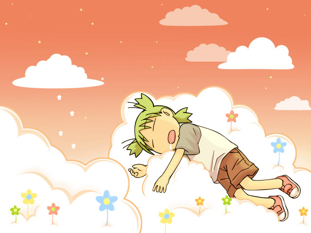 Boy cloud flower sunset green free wallpaper for desktop - medium preview image