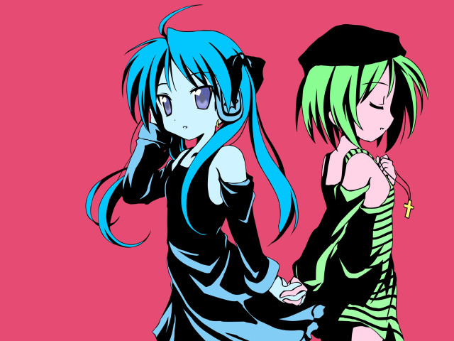 Anime girls pink background aya free wallpaper for desktop - medium preview image