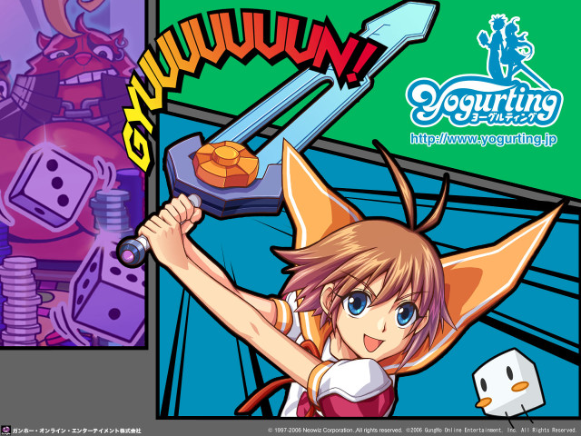 Cartoon character sword dice background free wallpaper for desktop - medium preview image