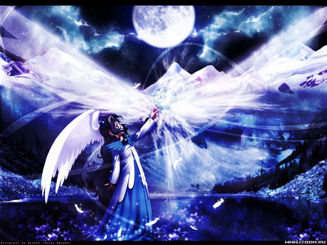 Woman wings blue dress night free wallpaper for desktop - medium preview image