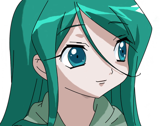 Sad green haired girl anime free wallpaper for desktop - medium preview image