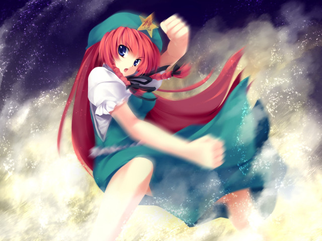 Girl dress hat flying clouds free wallpaper for desktop - medium preview image