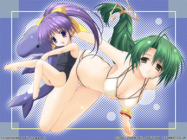 Anime girls bikini bracelet braid free wallpaper for desktop - medium preview image