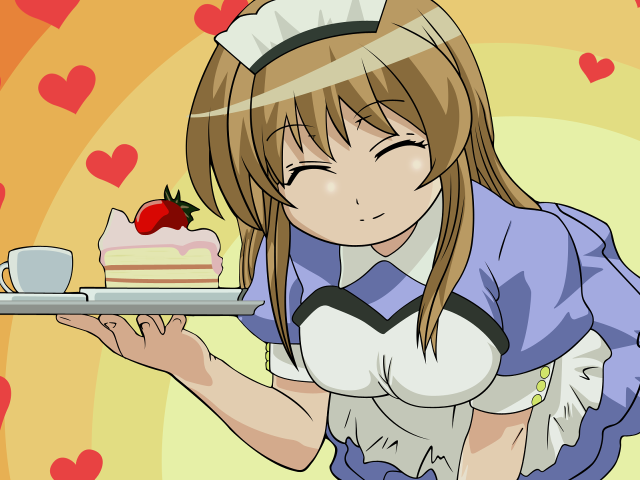 Woman tray cake strawberry anime free wallpaper for desktop - medium preview image