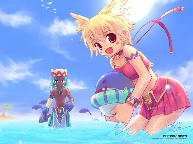 Cartoon water beach sky ocean free wallpaper for desktop - medium preview image