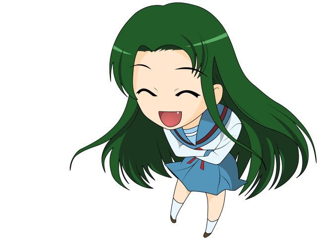 Green haired girl blue dress free wallpaper for desktop - medium preview image