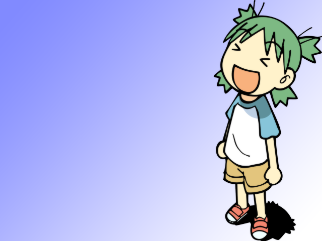 Cartoon boy green hair shorts free wallpaper for desktop - medium preview image