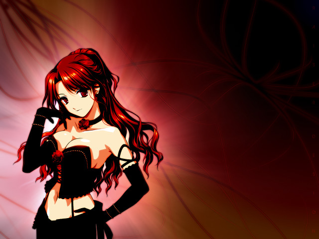 Red haired gothic woman portrait free wallpaper for desktop - medium preview image