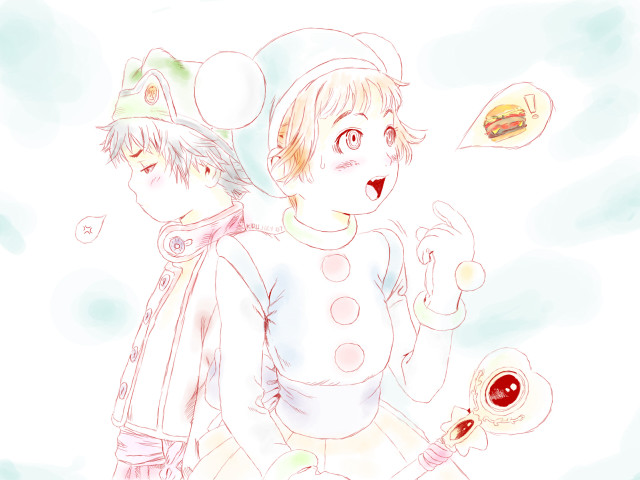 Two people food hamburger pastel free wallpaper for desktop - medium preview image