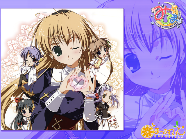 Anime girls purple background heart free wallpaper for desktop - medium preview image