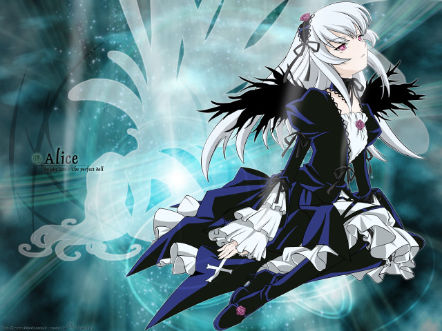 Gothic portrait whitehair blackwings lolita free wallpaper for desktop - medium preview image