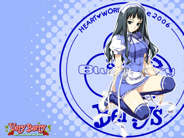 Anime girl black hair blue free wallpaper for desktop - medium preview image