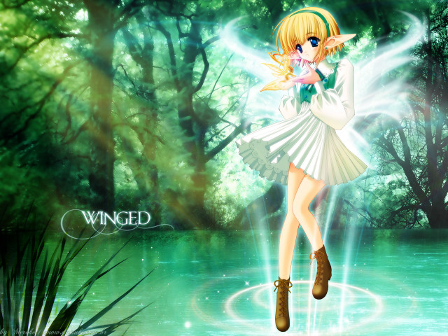 Fairy girl water forest glowing free wallpaper for desktop - medium preview image