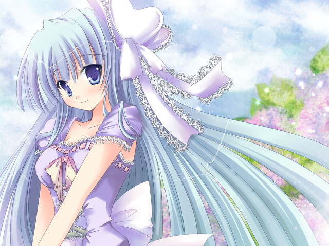 Anime girl blue hair white #2 free wallpaper for desktop - medium preview image