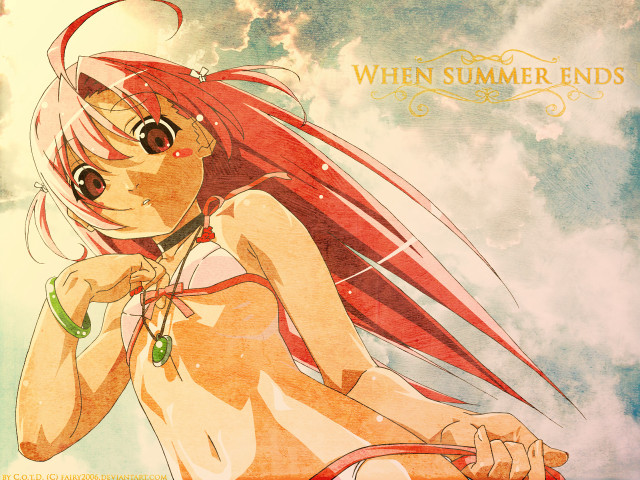 Redhair girl sky cloud sun free wallpaper for desktop - medium preview image