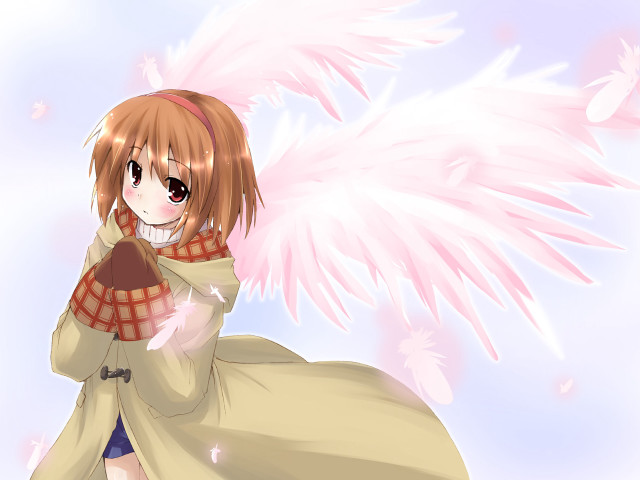 Pink angel wings brown hair free wallpaper for desktop - medium preview image