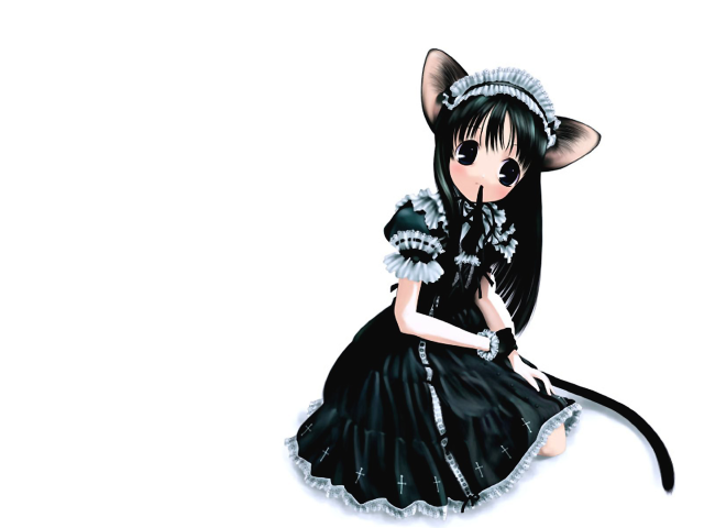 Cat girl black dress anime free wallpaper for desktop - medium preview image
