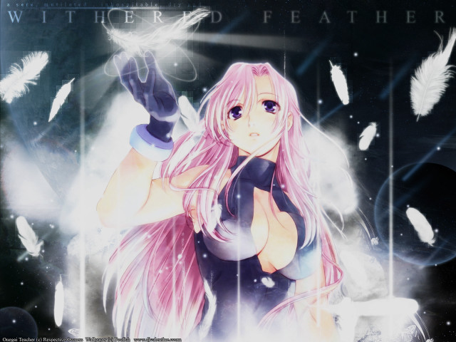 Pink hair gloves feathers angel free wallpaper for desktop - medium preview image