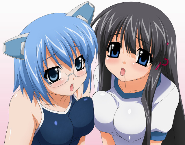 Anime girls blue hair cat free wallpaper for desktop - medium preview image