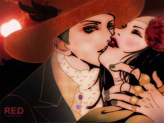 Gothic manga couple kiss redhat free wallpaper for desktop - medium preview image