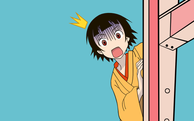 Peeking cartoon girl kimono surprised free wallpaper for desktop - medium preview image