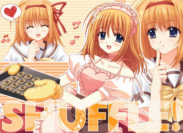 Anime girls pink dress yellow free wallpaper for desktop - medium preview image