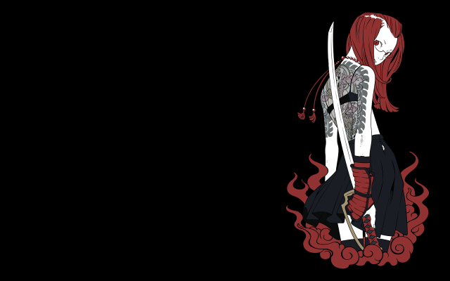 Woman sword tattoo red hair free wallpaper for desktop - medium preview image