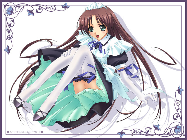 Anime girl long hair dress free wallpaper for desktop - medium preview image