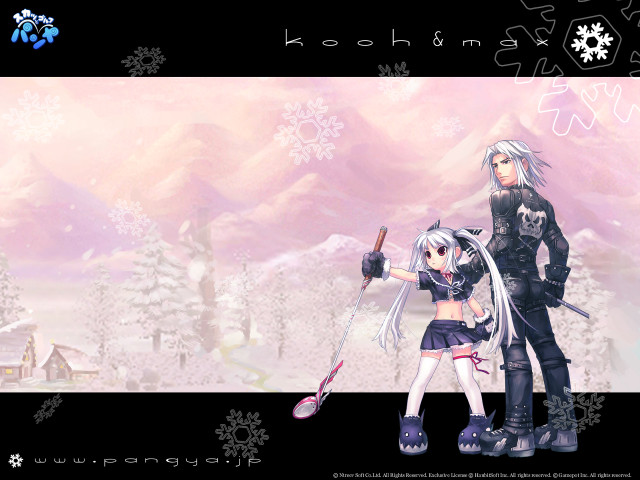 Anime couple snowy landscape cherryblossoms free wallpaper for desktop - medium preview image