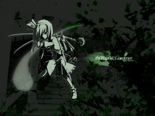 Girl sword stairs green gothic free wallpaper for desktop - medium preview image