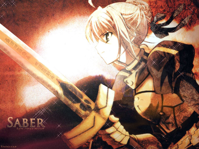Anime character sword glowing armor free wallpaper for desktop - medium preview image