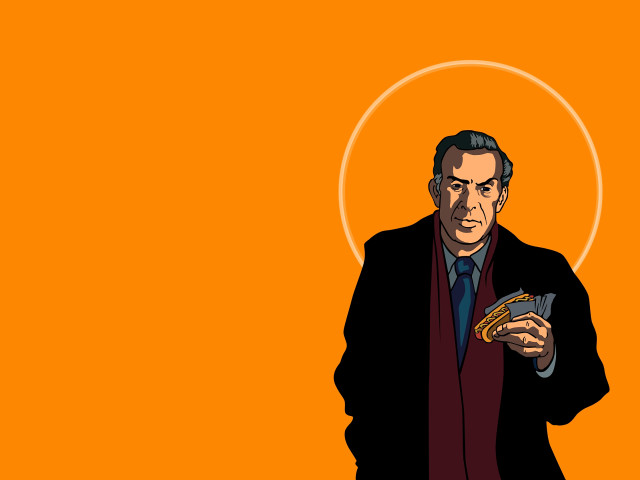 Old man suit pizza orange free wallpaper for desktop - medium preview image